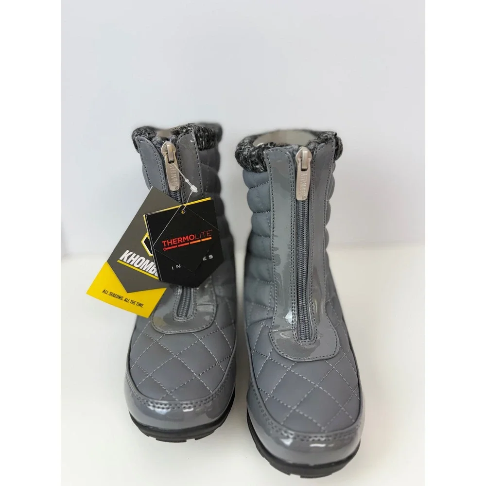 Khombu Megan Grey Waterproof Boots Memory Insoles‎ Sz 6 M New